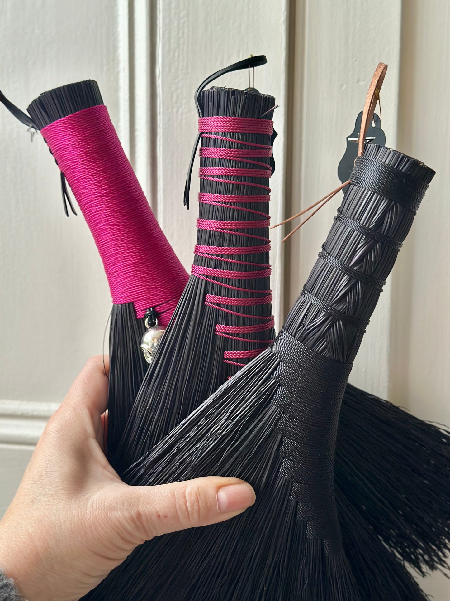Black Pink Full Colour Hand Broom | Handcrafted Heritage Broom | Bristol Broomworks