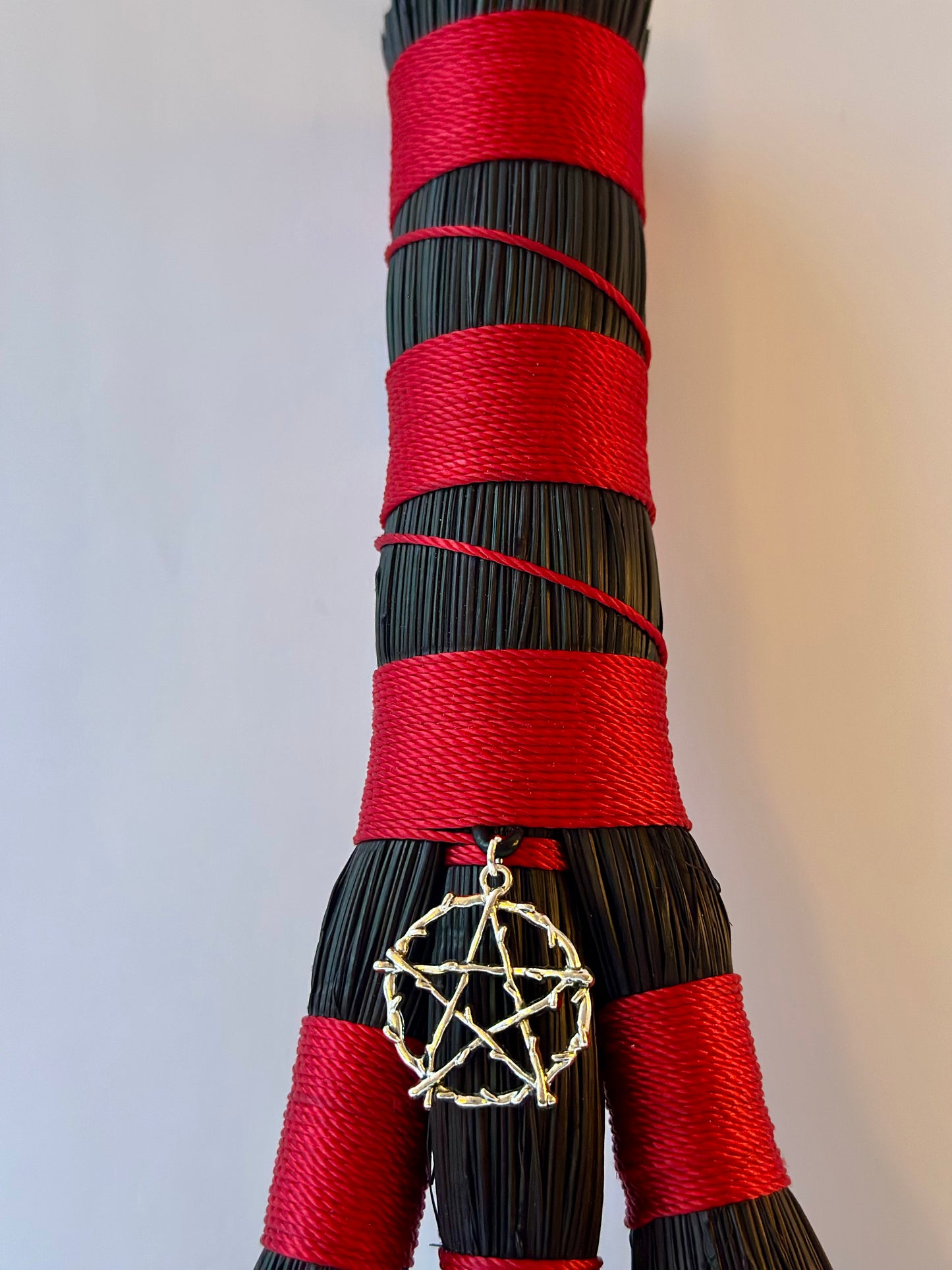 Red and Black Full Colour Hand Broom | Handcrafted Heritage Broom | Bristol Broomworks