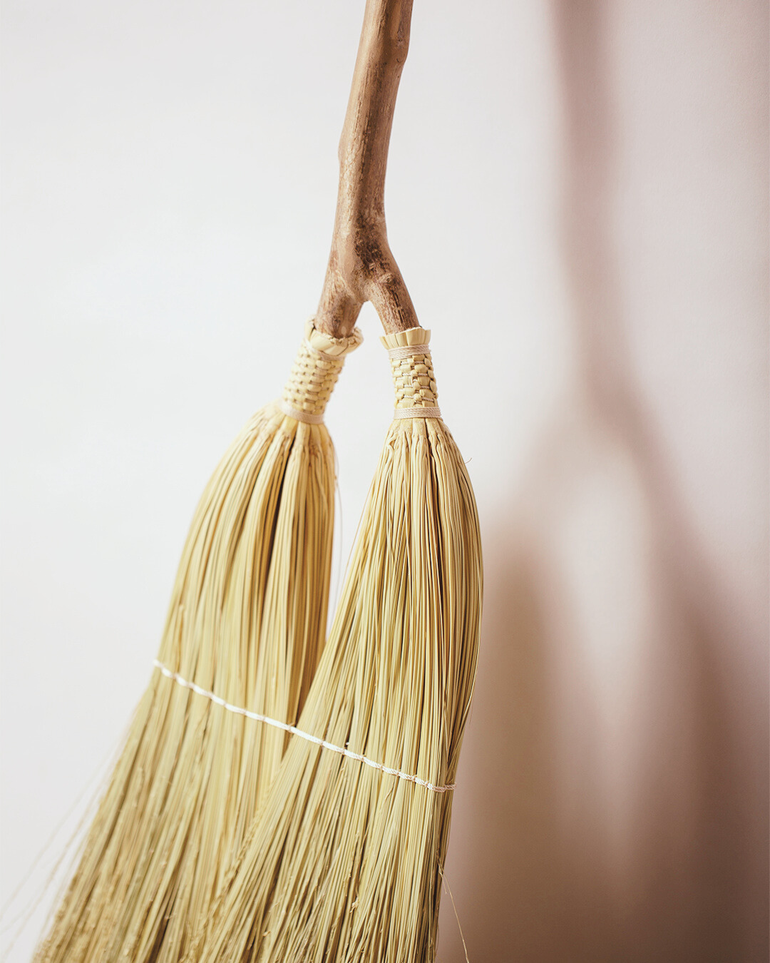 Natural broomcorn ivory twine hazel handle