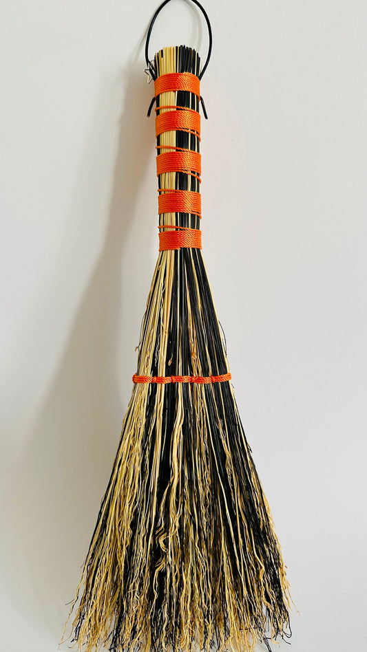 Stitched Whisk - Black and Natural Broomcorn