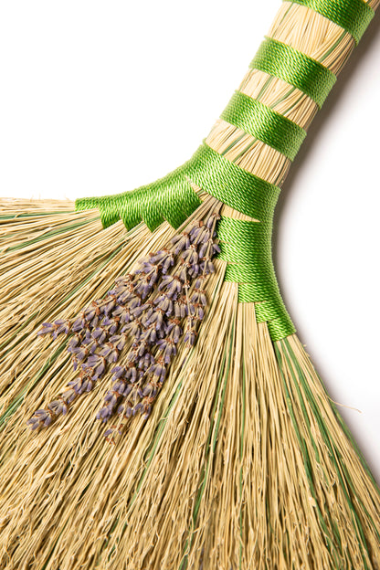 Green Double Hens Wing Hand Broom | Handcrafted Heritage Broom | Bristol Broomworks
