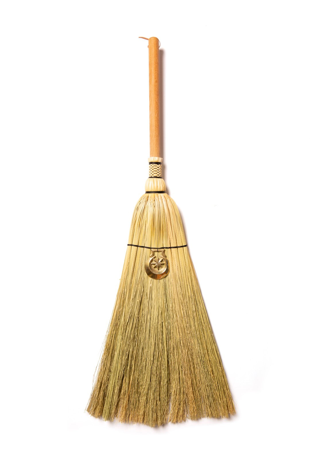 Hearth Broom + Crescent Moon Vintage Horse Brass  | Handcrafted Heritage Broom | Bristol Broomworks