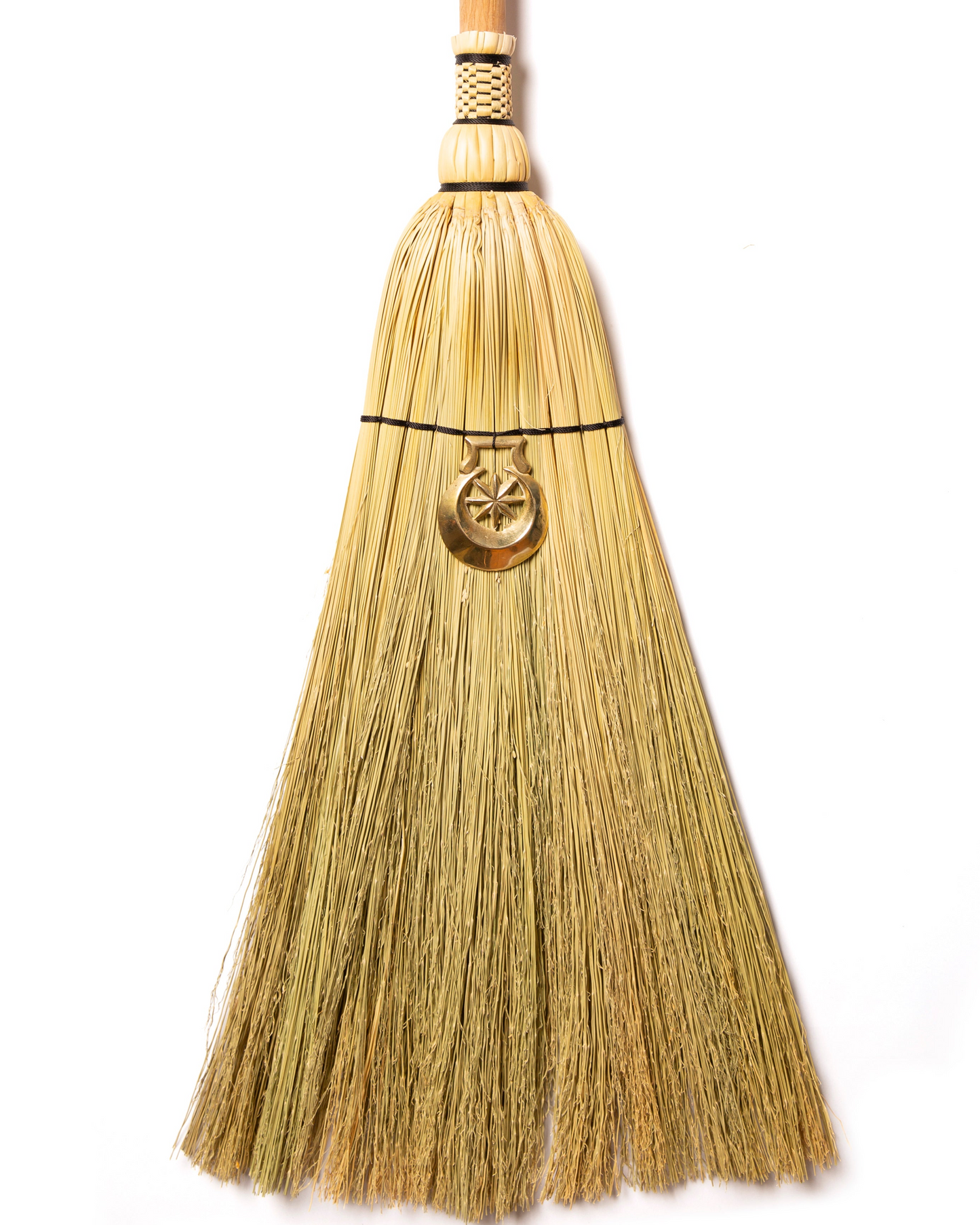 Hearth Broom + Crescent Moon Vintage Horse Brass  | Handcrafted Heritage Broom | Bristol Broomworks