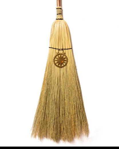 Hearth Broom + Sun Rays Vintage Horse Brass  | Handcrafted Heritage Broom | Bristol Broomworks