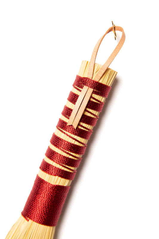 Burgundy Stitched Whisk Hand Broom | Handcrafted Heritage Broom | Bristol Broomworks