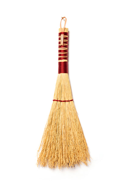 Burgundy Stitched Whisk Hand Broom | Handcrafted Heritage Broom | Bristol Broomworks