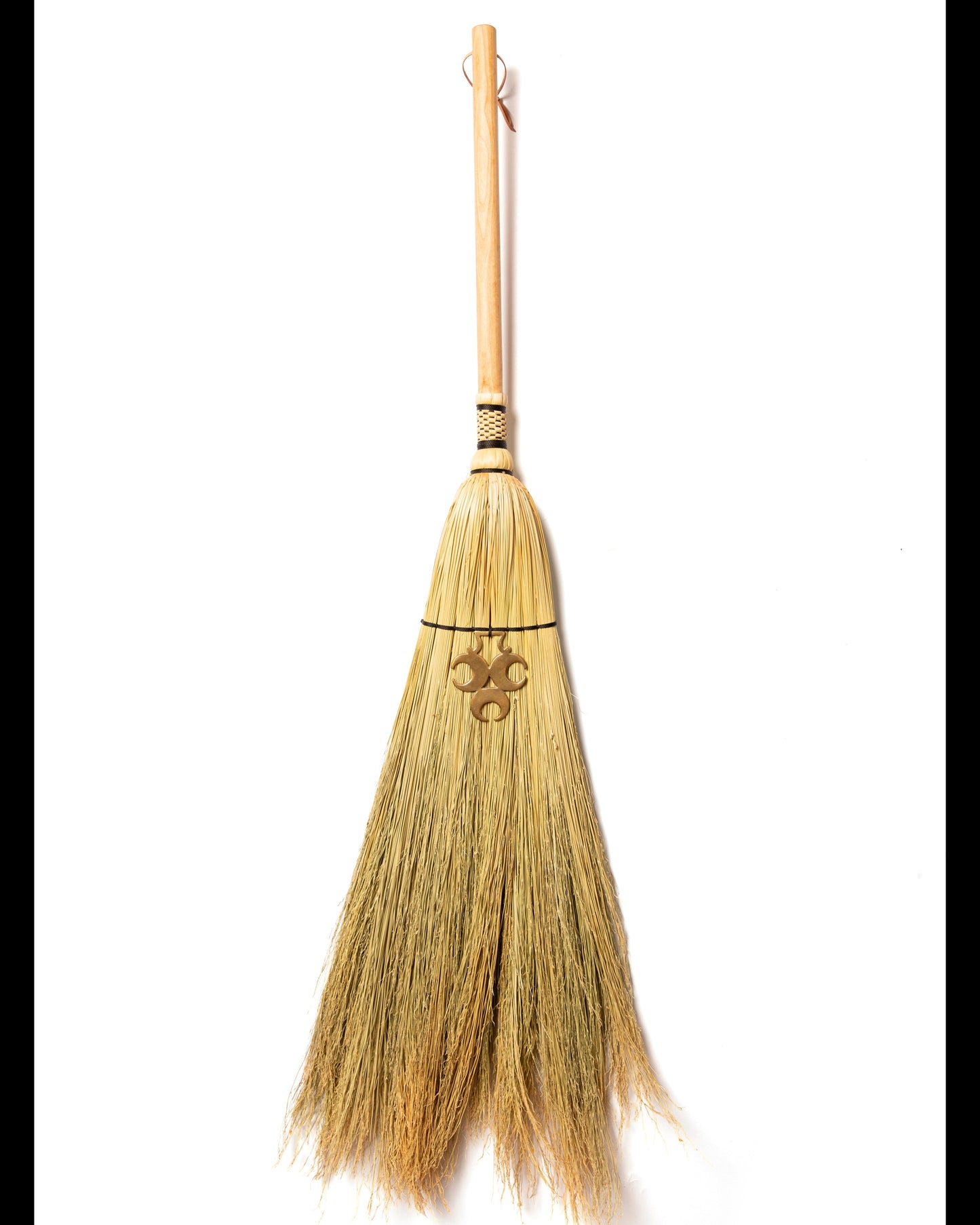 Hearth Broom + Triple Moon Vintage Horse Brass  | Handcrafted Heritage Broom | Bristol Broomworks