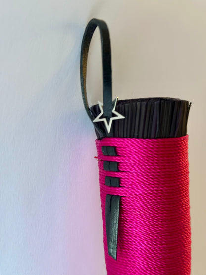 Black Pink Full Colour Hand Broom Skull Charm | Handcrafted Heritage Broom | Bristol Broomworks