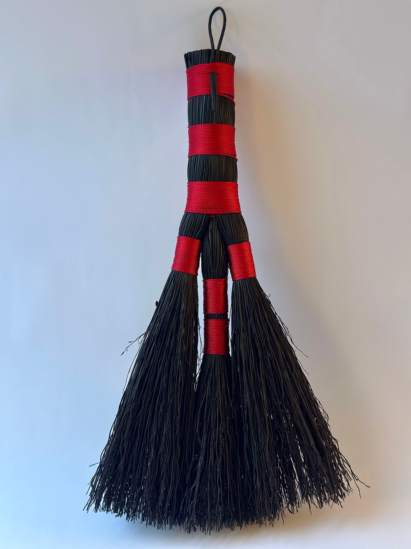 Red and Black Full Colour Hand Broom | Handcrafted Heritage Broom | Bristol Broomworks