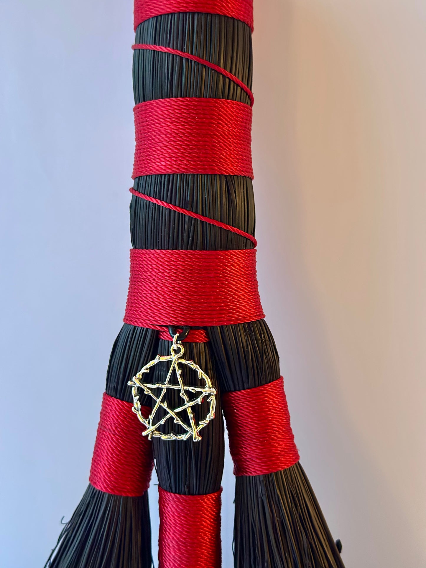 Red and Black Full Colour Hand Broom | Handcrafted Heritage Broom | Bristol Broomworks