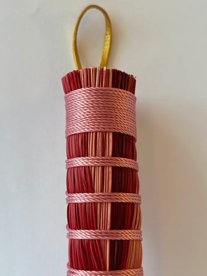 Pink Red Burgundy Full Colour Hand Broom | Handcrafted Heritage Broom | Bristol Broomworks