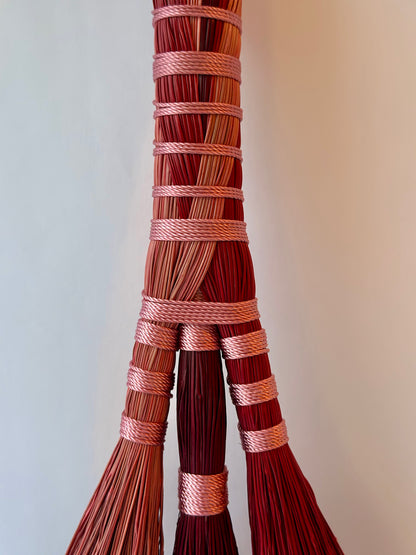 Pink Red Burgundy Full Colour Hand Broom | Handcrafted Heritage Broom | Bristol Broomworks