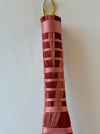 Pink Red Burgundy Full Colour Hand Broom | Handcrafted Heritage Broom | Bristol Broomworks