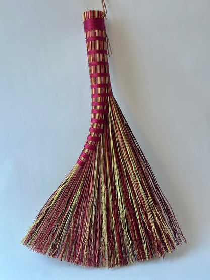 Pink Red Burgundy Natural Mix Full Colour Hand Broom | Handcrafted Heritage Broom | Bristol Broomworks