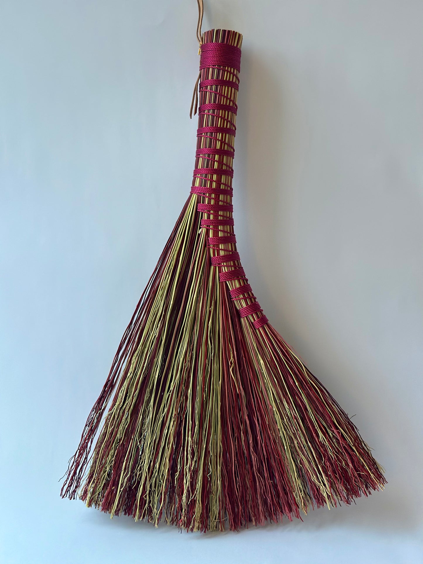 Pink Red Burgundy Natural Mix Full Colour Hand Broom | Handcrafted Heritage Broom | Bristol Broomworks