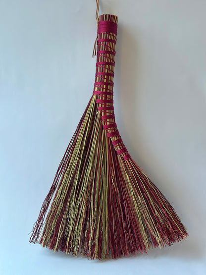 Pink Red Burgundy Natural Mix Full Colour Hand Broom | Handcrafted Heritage Broom | Bristol Broomworks