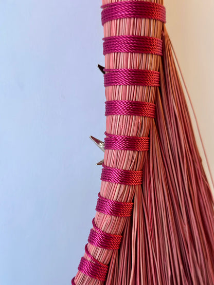 Pink Full Colour Hand Broom | Handcrafted Heritage Broom | Bristol Broomworks