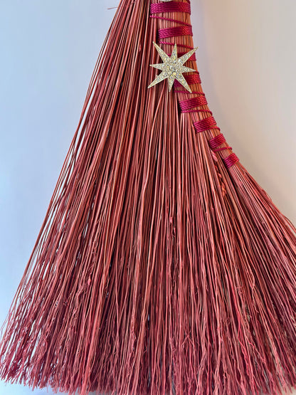 Pink Full Colour Hand Broom | Handcrafted Heritage Broom | Bristol Broomworks