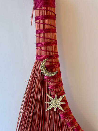 Pink Full Colour Hand Broom | Handcrafted Heritage Broom | Bristol Broomworks