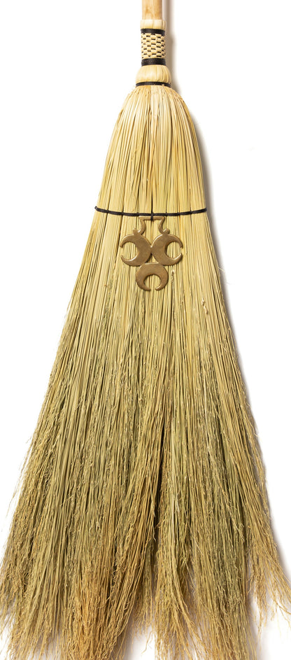 Hearth Broom + Triple Moon Vintage Horse Brass  | Handcrafted Heritage Broom | Bristol Broomworks