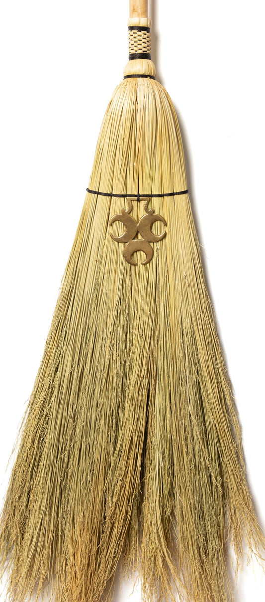 Hearth Broom + Triple Moon Vintage Horse Brass  | Handcrafted Heritage Broom | Bristol Broomworks