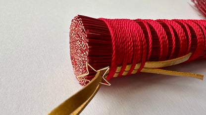 Red Full Colour Hand Broom with Vintage Snowflake Brooch | Handcrafted Heritage Broom | Bristol Broomworks